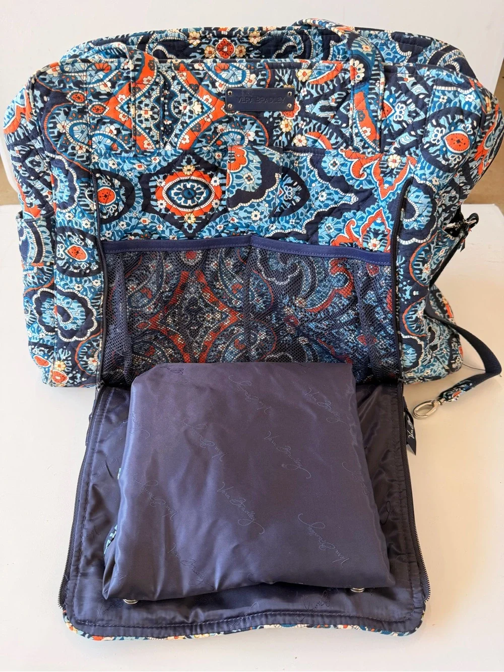 Vera Bradley Stroll Around Baby bag -Quilted Bag in Navy, Teal & Coral Paisley